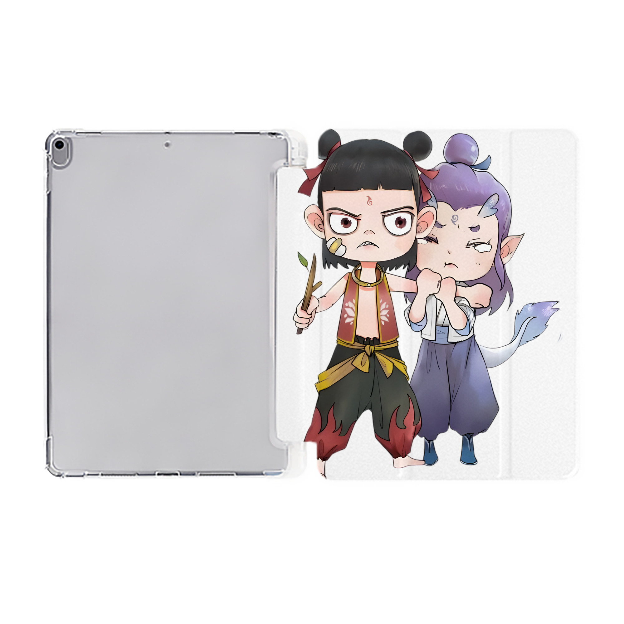 （画像用） Ne Zha 2 ナタ 魔童の大暴れ IPad ケース ペン収納付き 三つ折りスタンド PUレザー×シリコン 対応機種9.5/10.5/10.9インチ